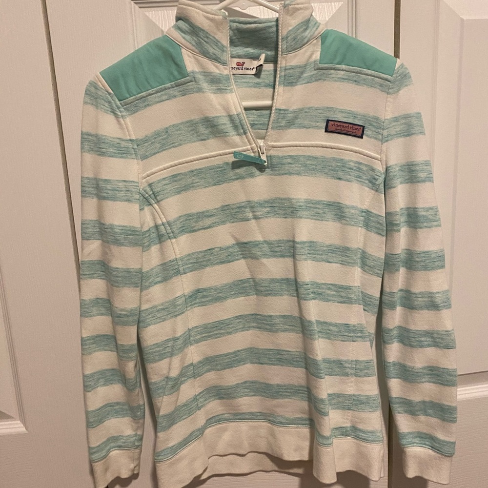 Blue and white striped vineyard vines shep shirt